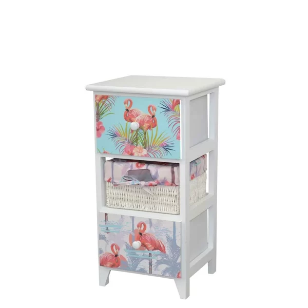 30x58x30 Kommode Mit Flamingo Stoff – Gracelino 1