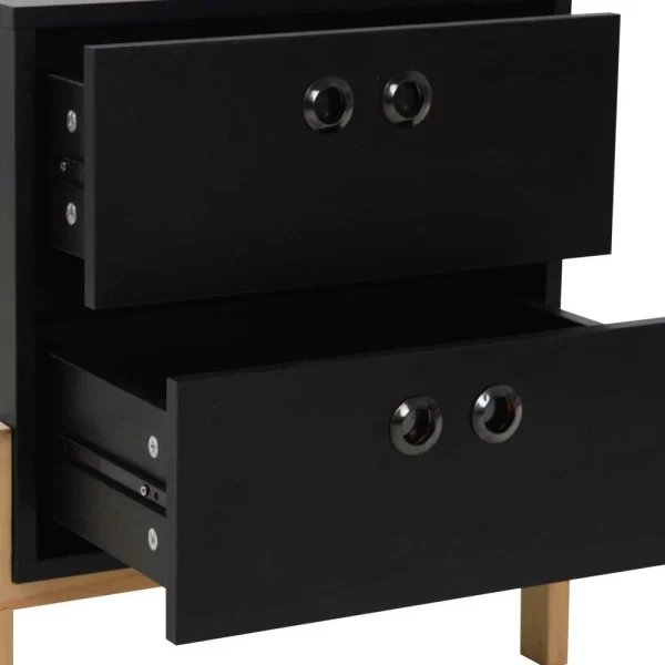 50x55x35 Nachtkommode In Schwarz & Pinie Natur – Caurina 5