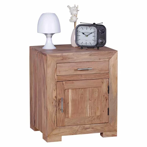 Holz Nachtschränkchen Vislan Mit Schublade Und Schrankfach 3