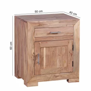 Holz Nachtschränkchen Vislan Mit Schublade Und Schrankfach 12