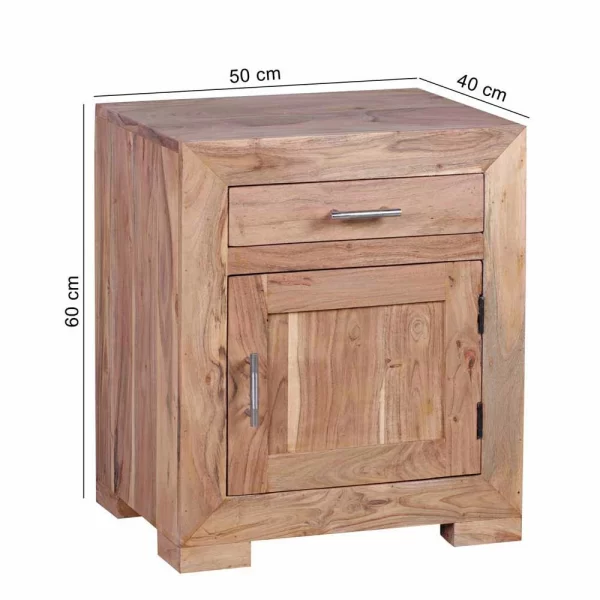Holz Nachtschränkchen Vislan Mit Schublade Und Schrankfach 4