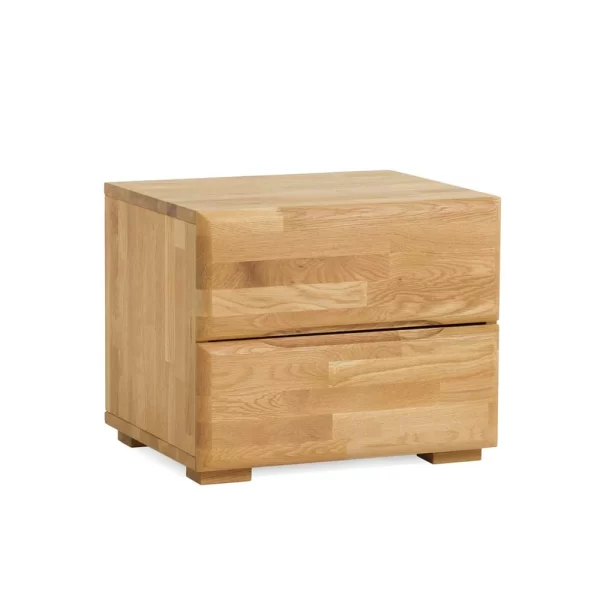 Wildeiche Nachtschrank Spika Mit Zwei Schubladen 3